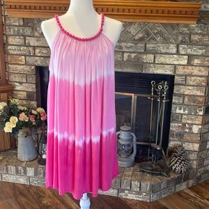 Hot Pink Tie Dye Swimsuit Cover Up Dress